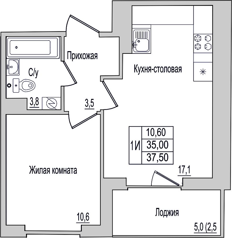 1-к. квартира, 37.5 м², 3/10 эт.
