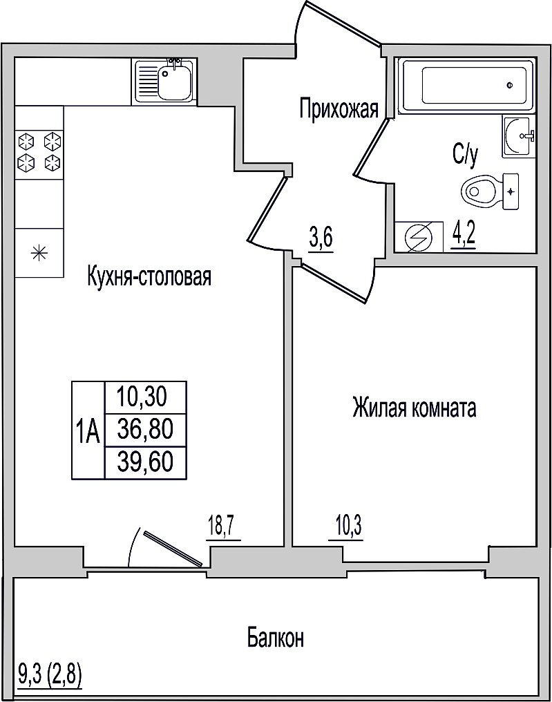 Квартира-студия, 39.6 м², 2/10 эт.